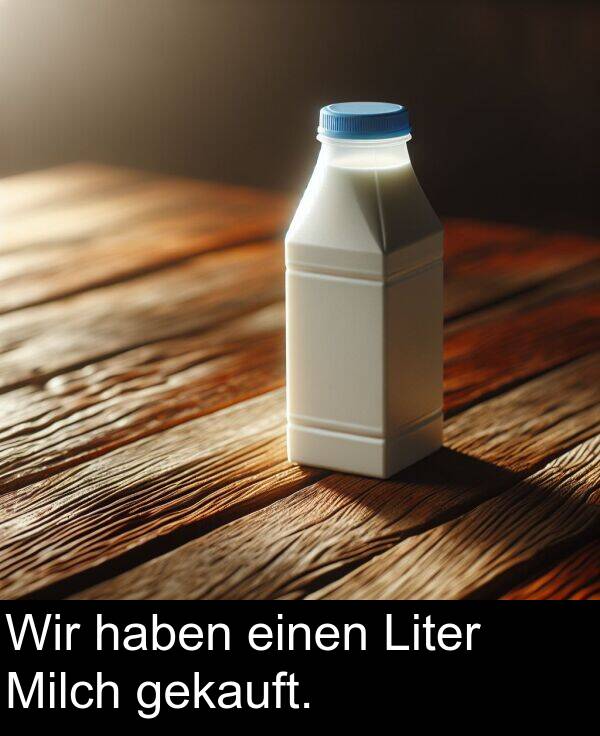 Wir: Wir haben einen Liter Milch gekauft.