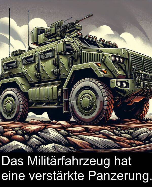 Militärfahrzeug: Das Militärfahrzeug hat eine verstärkte Panzerung.