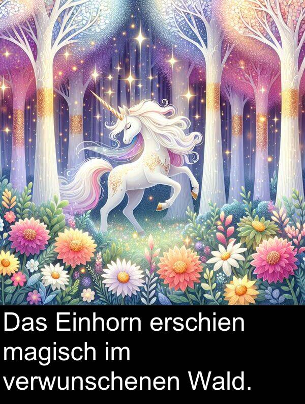 Wald: Das Einhorn erschien magisch im verwunschenen Wald.