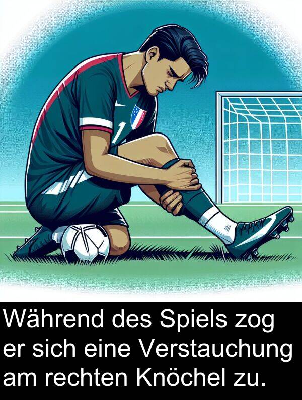 Spiels: Während des Spiels zog er sich eine Verstauchung am rechten Knöchel zu.