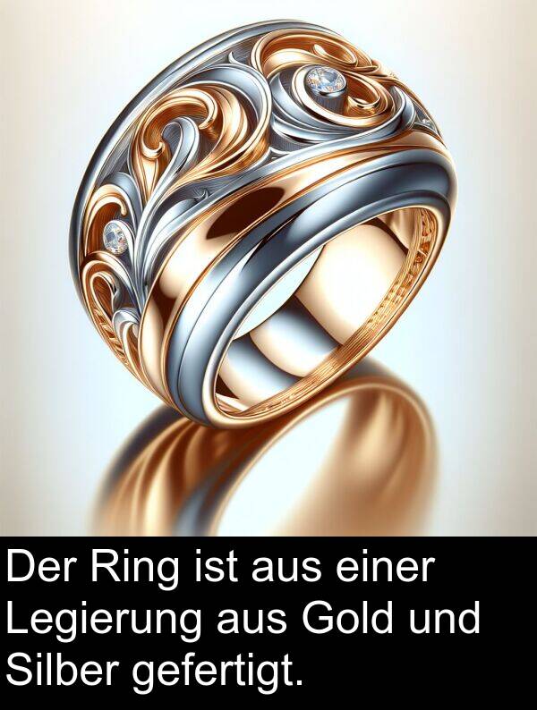 Ring: Der Ring ist aus einer Legierung aus Gold und Silber gefertigt.
