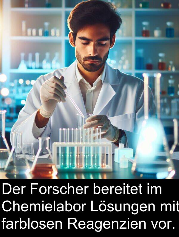 farblosen: Der Forscher bereitet im Chemielabor Lösungen mit farblosen Reagenzien vor.