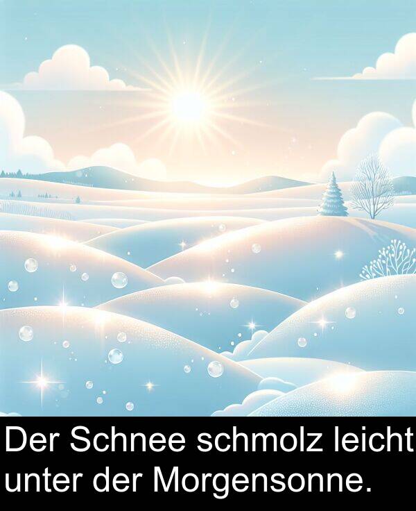 unter: Der Schnee schmolz leicht unter der Morgensonne.