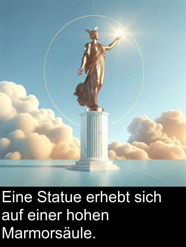 sich: Eine Statue erhebt sich auf einer hohen Marmorsäule.