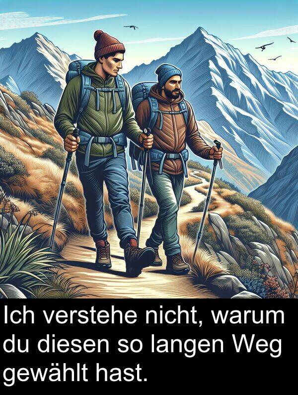 langen: Ich verstehe nicht, warum du diesen so langen Weg gewählt hast.
