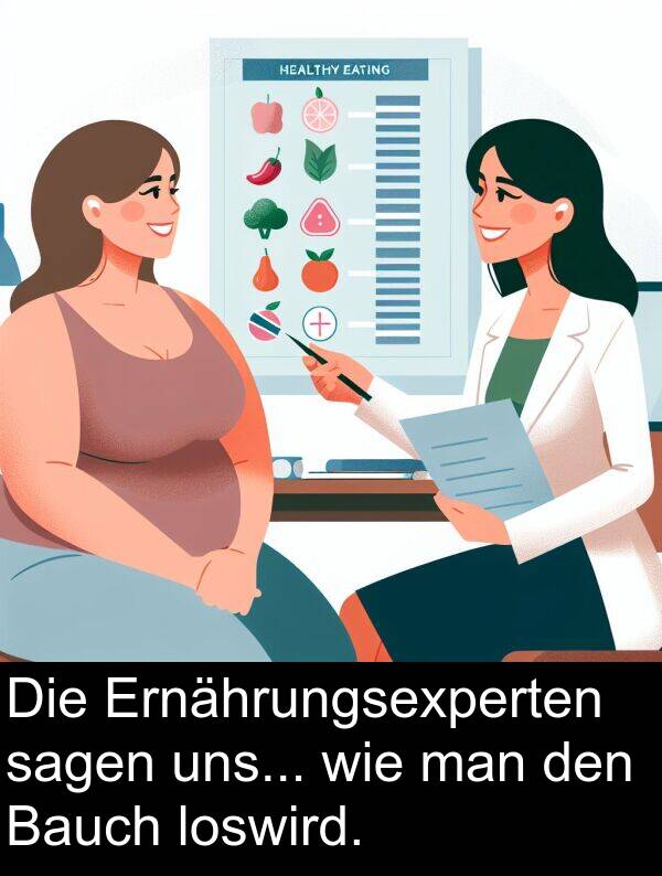 man: Die Ernährungsexperten sagen uns... wie man den Bauch loswird.
