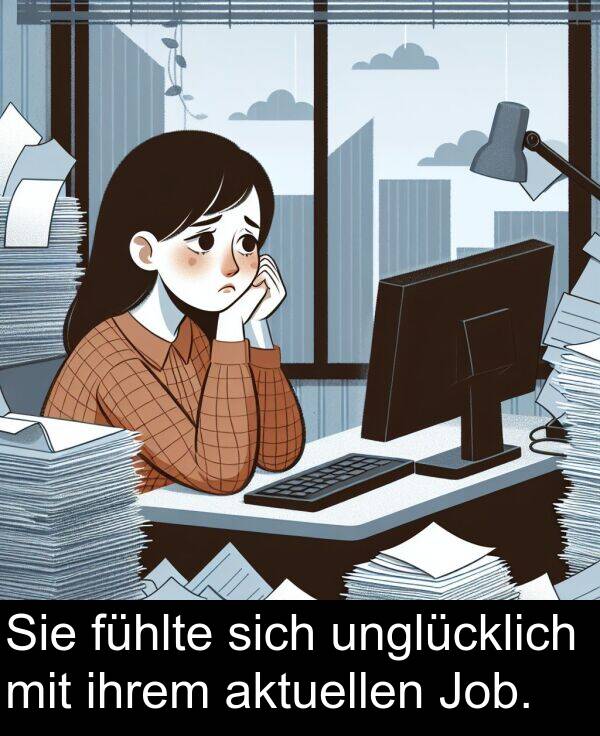 fühlte: Sie fühlte sich unglücklich mit ihrem aktuellen Job.