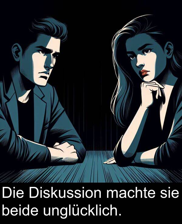 Diskussion: Die Diskussion machte sie beide unglücklich.