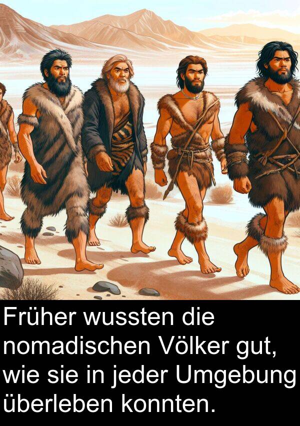 Früher: Früher wussten die nomadischen Völker gut, wie sie in jeder Umgebung überleben konnten.