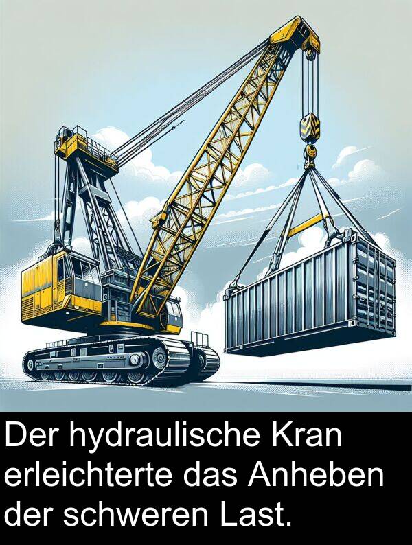 hydraulische: Der hydraulische Kran erleichterte das Anheben der schweren Last.