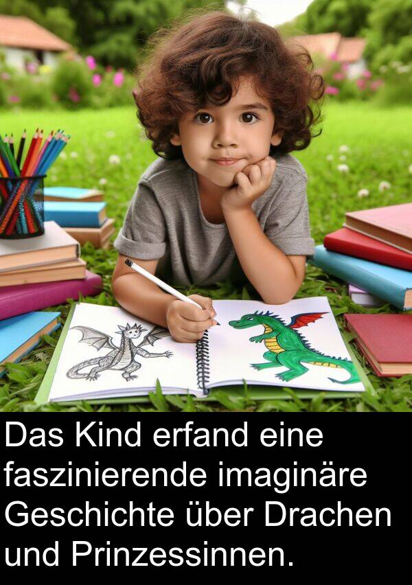 faszinierende: Das Kind erfand eine faszinierende imaginäre Geschichte über Drachen und Prinzessinnen.
