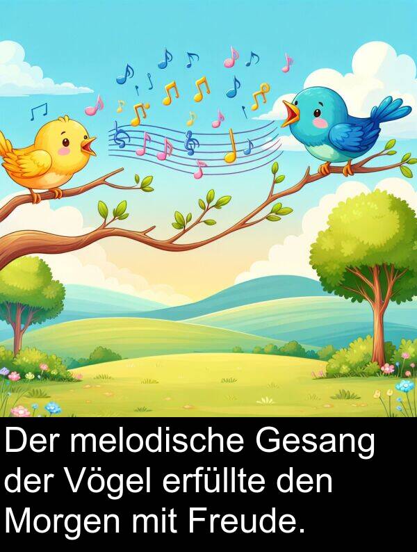 melodische: Der melodische Gesang der Vögel erfüllte den Morgen mit Freude.