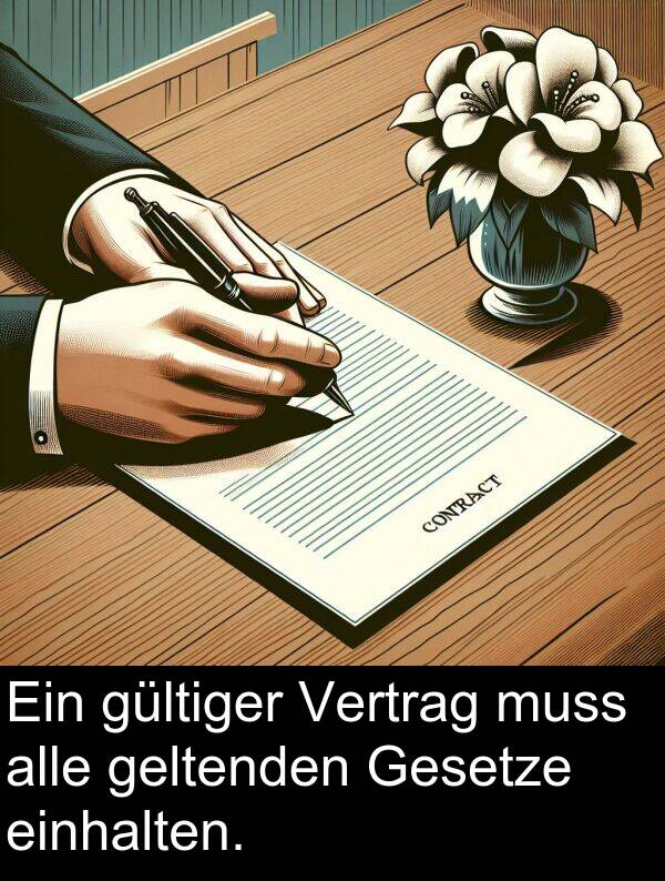 Gesetze: Ein gültiger Vertrag muss alle geltenden Gesetze einhalten.