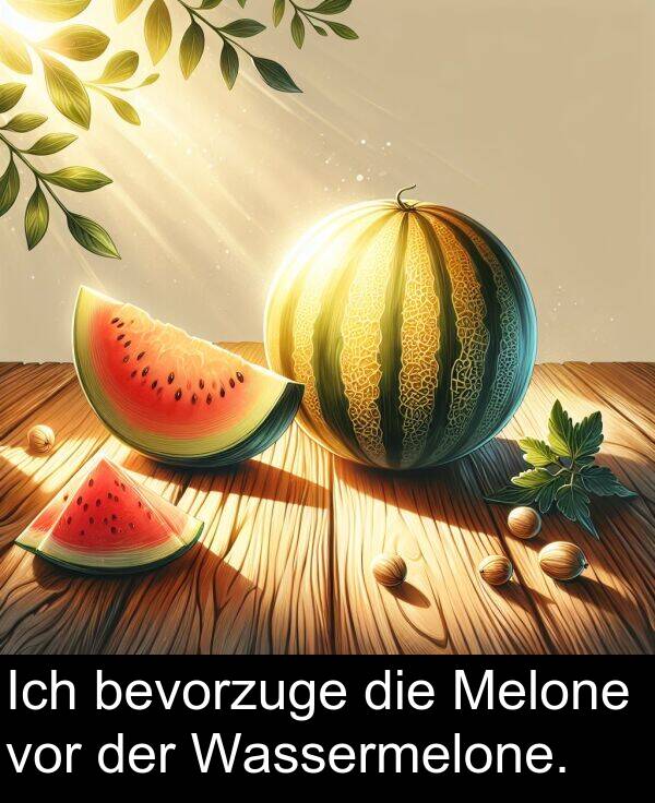 Melone: Ich bevorzuge die Melone vor der Wassermelone.