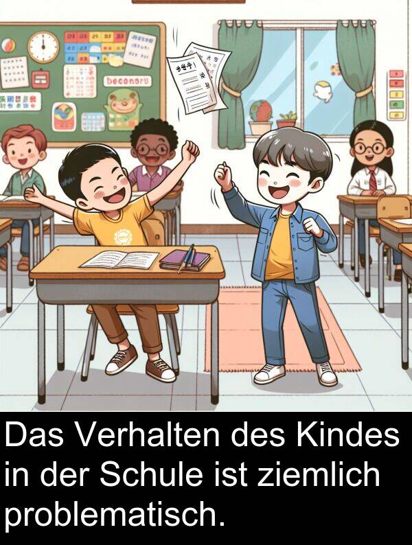 problematisch: Das Verhalten des Kindes in der Schule ist ziemlich problematisch.