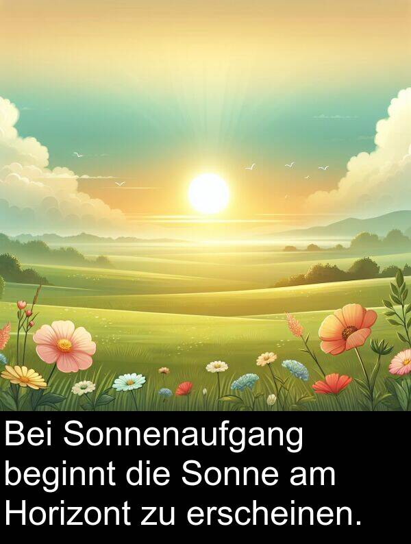 Horizont: Bei Sonnenaufgang beginnt die Sonne am Horizont zu erscheinen.