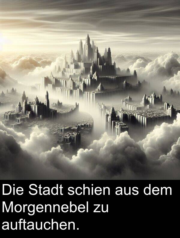dem: Die Stadt schien aus dem Morgennebel zu auftauchen.