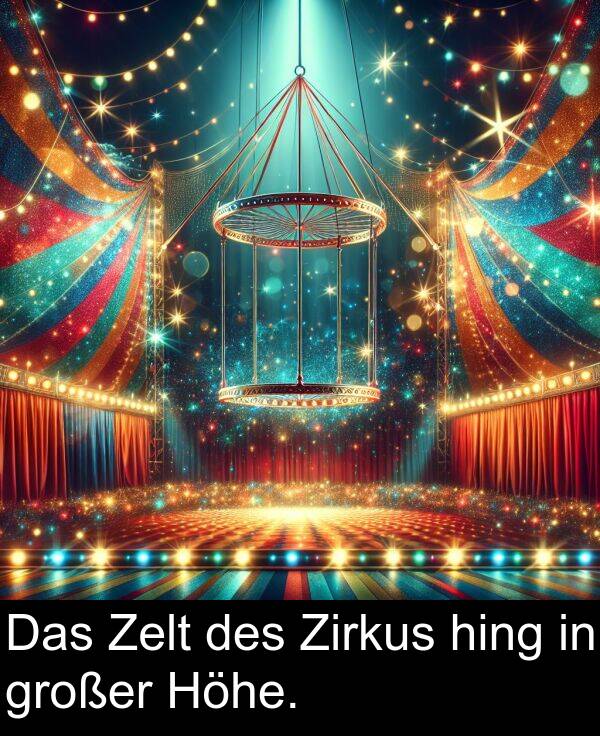 Das: Das Zelt des Zirkus hing in großer Höhe.