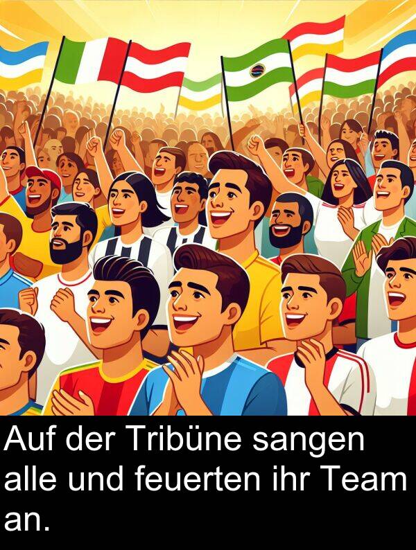 ihr: Auf der Tribüne sangen alle und feuerten ihr Team an.