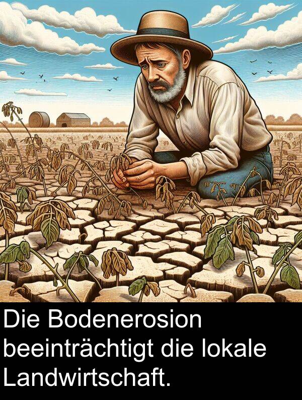 Bodenerosion: Die Bodenerosion beeinträchtigt die lokale Landwirtschaft.