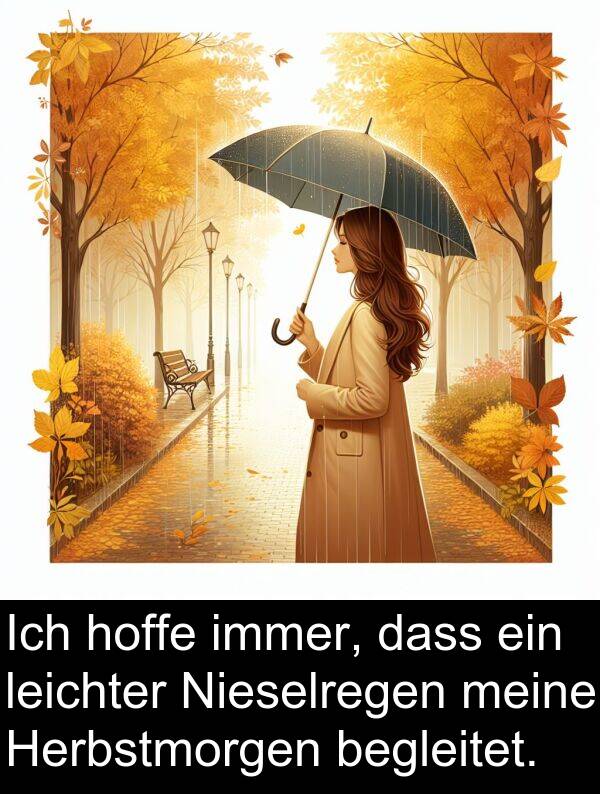 hoffe: Ich hoffe immer, dass ein leichter Nieselregen meine Herbstmorgen begleitet.
