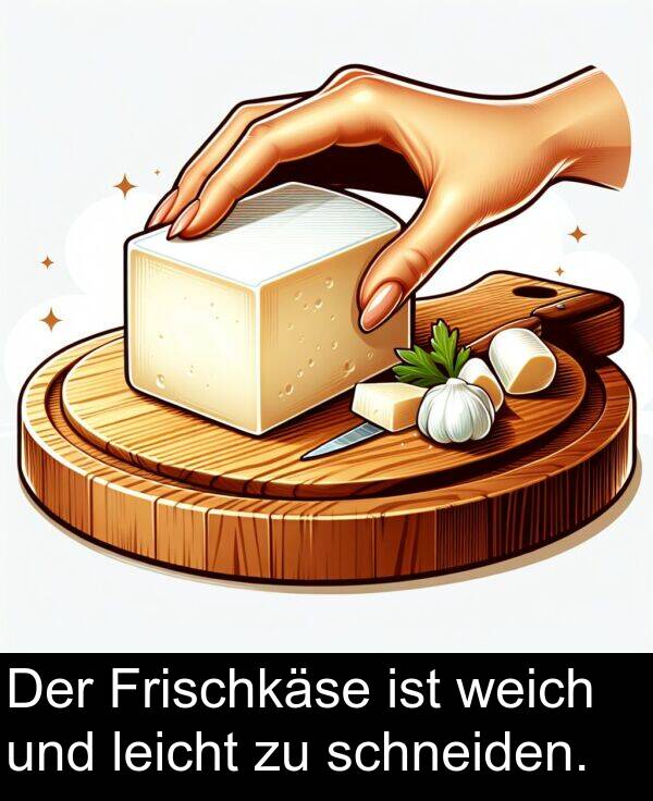 Frischkäse: Der Frischkäse ist weich und leicht zu schneiden.