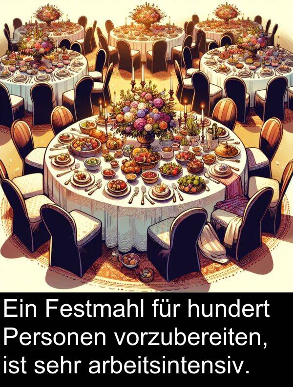 Festmahl: Ein Festmahl für hundert Personen vorzubereiten, ist sehr arbeitsintensiv.