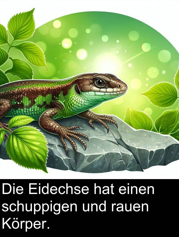 rauen: Die Eidechse hat einen schuppigen und rauen Körper.
