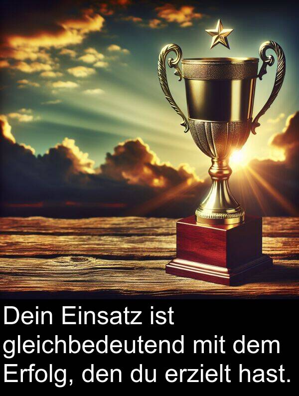 Dein: Dein Einsatz ist gleichbedeutend mit dem Erfolg, den du erzielt hast.