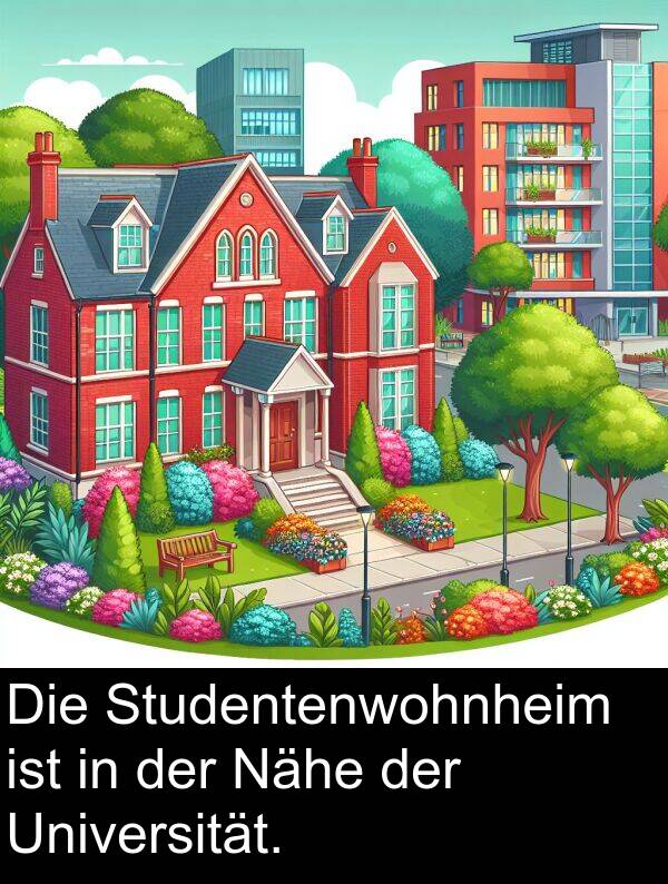 Universität: Die Studentenwohnheim ist in der Nähe der Universität.