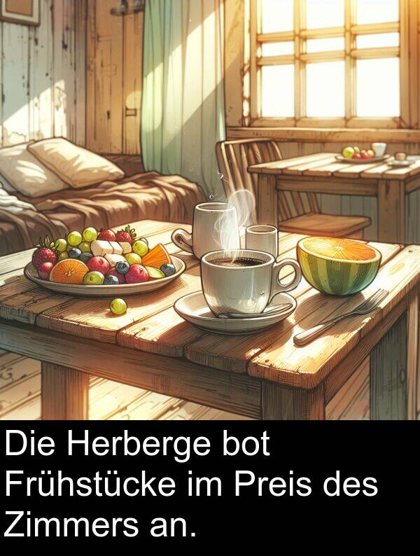 Frühstücke: Die Herberge bot Frühstücke im Preis des Zimmers an.