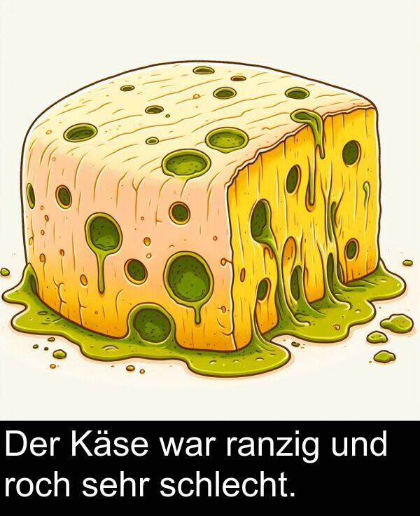 war: Der Käse war ranzig und roch sehr schlecht.