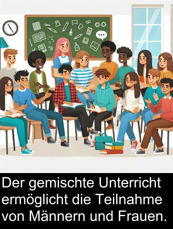 Unterricht: Der gemischte Unterricht ermöglicht die Teilnahme von Männern und Frauen.