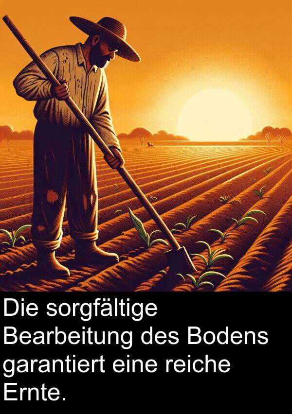 garantiert: Die sorgfältige Bearbeitung des Bodens garantiert eine reiche Ernte.