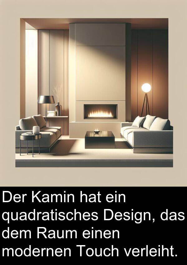 Design: Der Kamin hat ein quadratisches Design, das dem Raum einen modernen Touch verleiht.