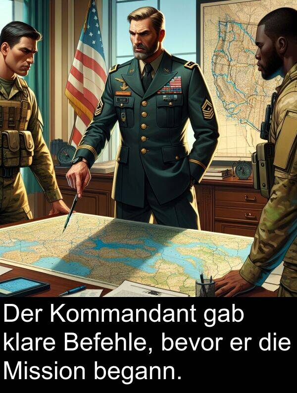Mission: Der Kommandant gab klare Befehle, bevor er die Mission begann.