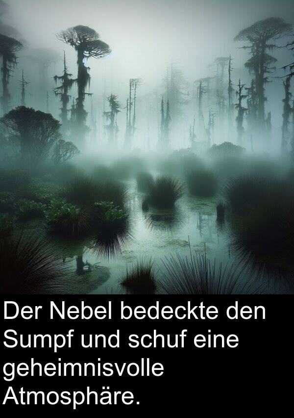 Sumpf: Der Nebel bedeckte den Sumpf und schuf eine geheimnisvolle Atmosphäre.