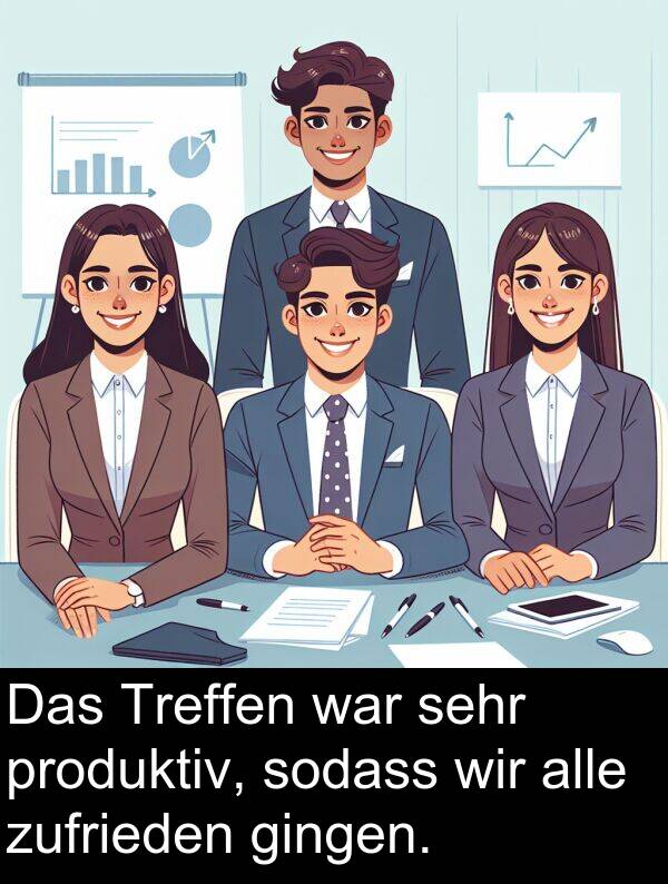 Treffen: Das Treffen war sehr produktiv, sodass wir alle zufrieden gingen.