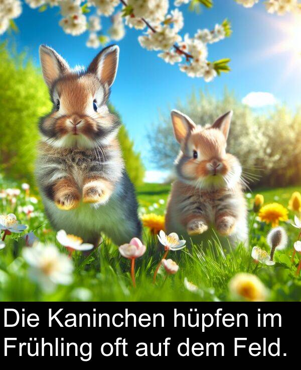 Feld: Die Kaninchen hüpfen im Frühling oft auf dem Feld.