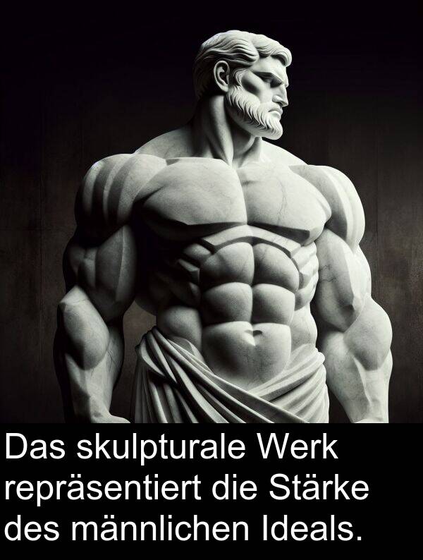 Ideals: Das skulpturale Werk repräsentiert die Stärke des männlichen Ideals.