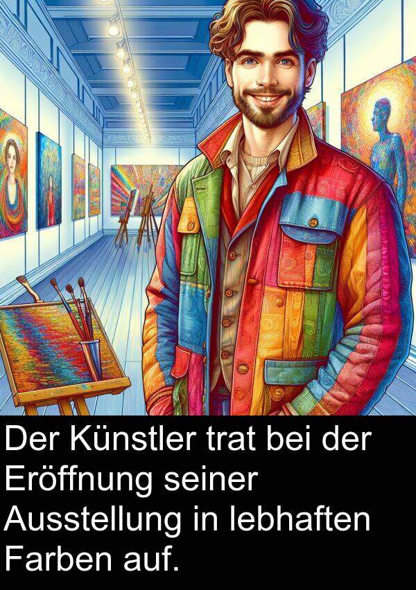 Farben: Der Künstler trat bei der Eröffnung seiner Ausstellung in lebhaften Farben auf.