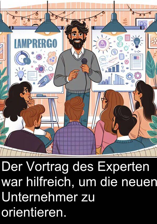Unternehmer: Der Vortrag des Experten war hilfreich, um die neuen Unternehmer zu orientieren.