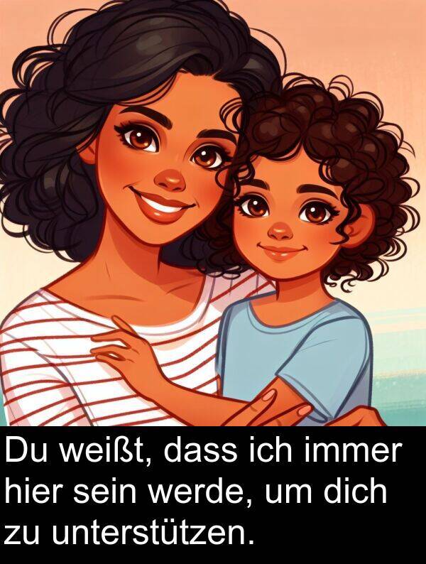 dass: Du weißt, dass ich immer hier sein werde, um dich zu unterstützen.