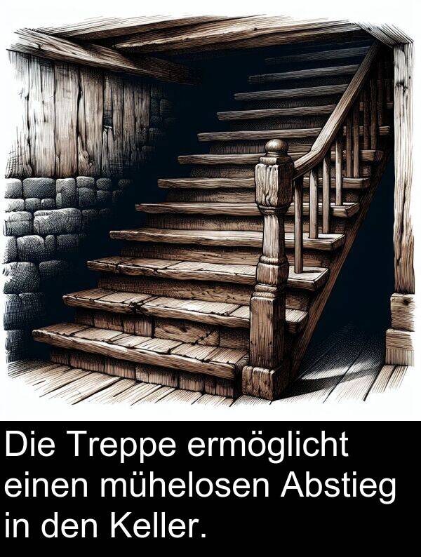 Treppe: Die Treppe ermöglicht einen mühelosen Abstieg in den Keller.