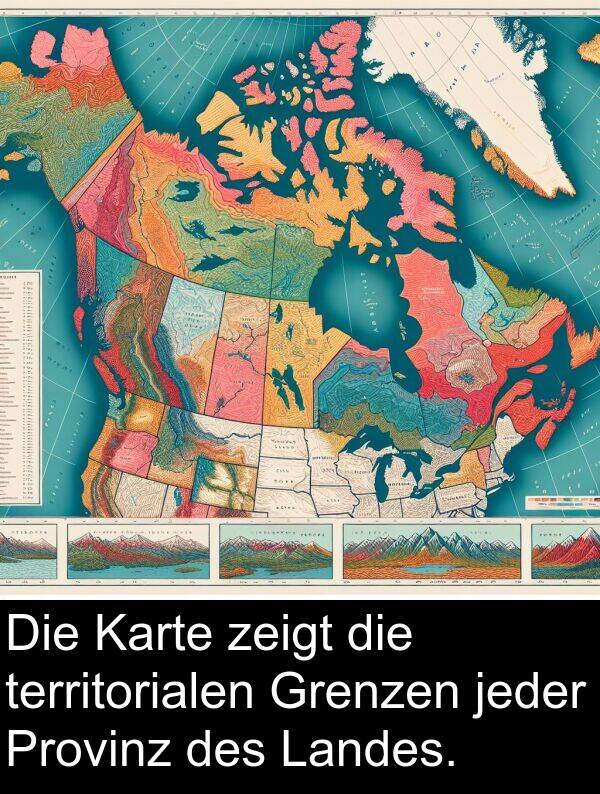 Grenzen: Die Karte zeigt die territorialen Grenzen jeder Provinz des Landes.