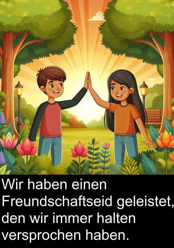 Freundschaftseid: Wir haben einen Freundschaftseid geleistet, den wir immer halten versprochen haben.