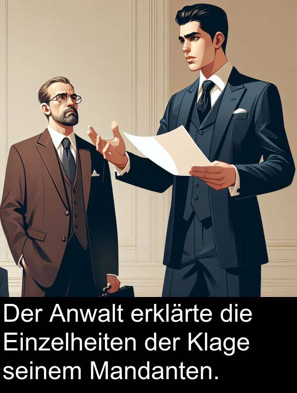 Mandanten: Der Anwalt erklärte die Einzelheiten der Klage seinem Mandanten.