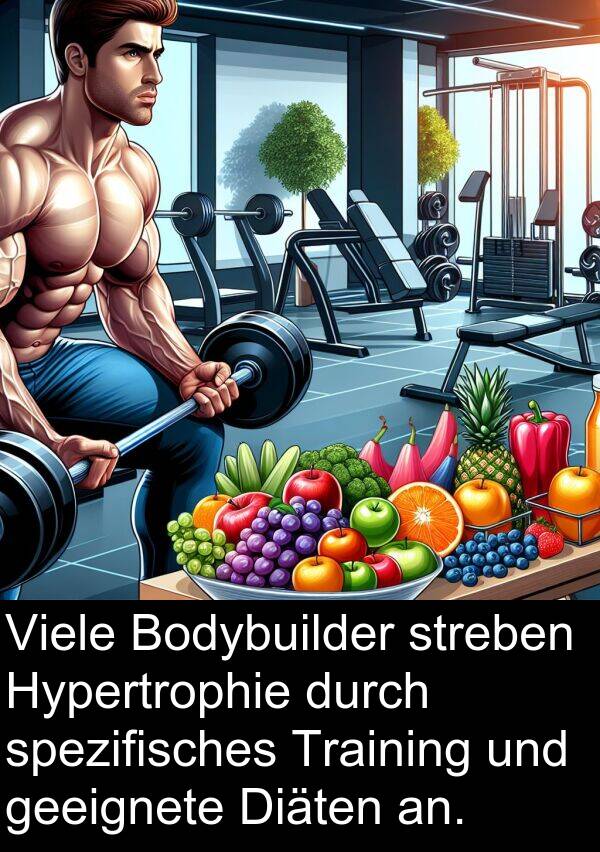 Diäten: Viele Bodybuilder streben Hypertrophie durch spezifisches Training und geeignete Diäten an.