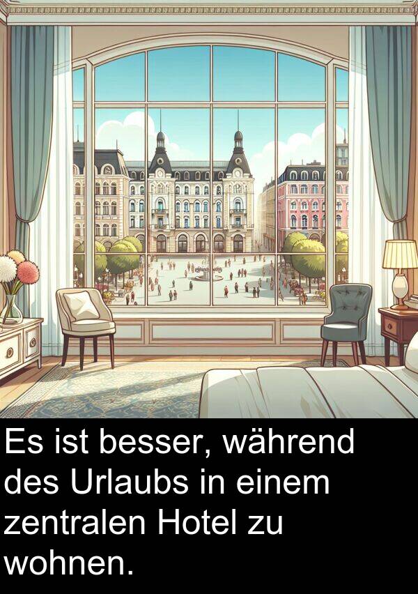 Hotel: Es ist besser, während des Urlaubs in einem zentralen Hotel zu wohnen.