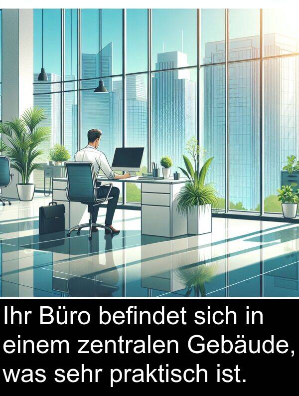 praktisch: Ihr Büro befindet sich in einem zentralen Gebäude, was sehr praktisch ist.